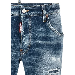 Blue Cotton Boyfriend Jeans