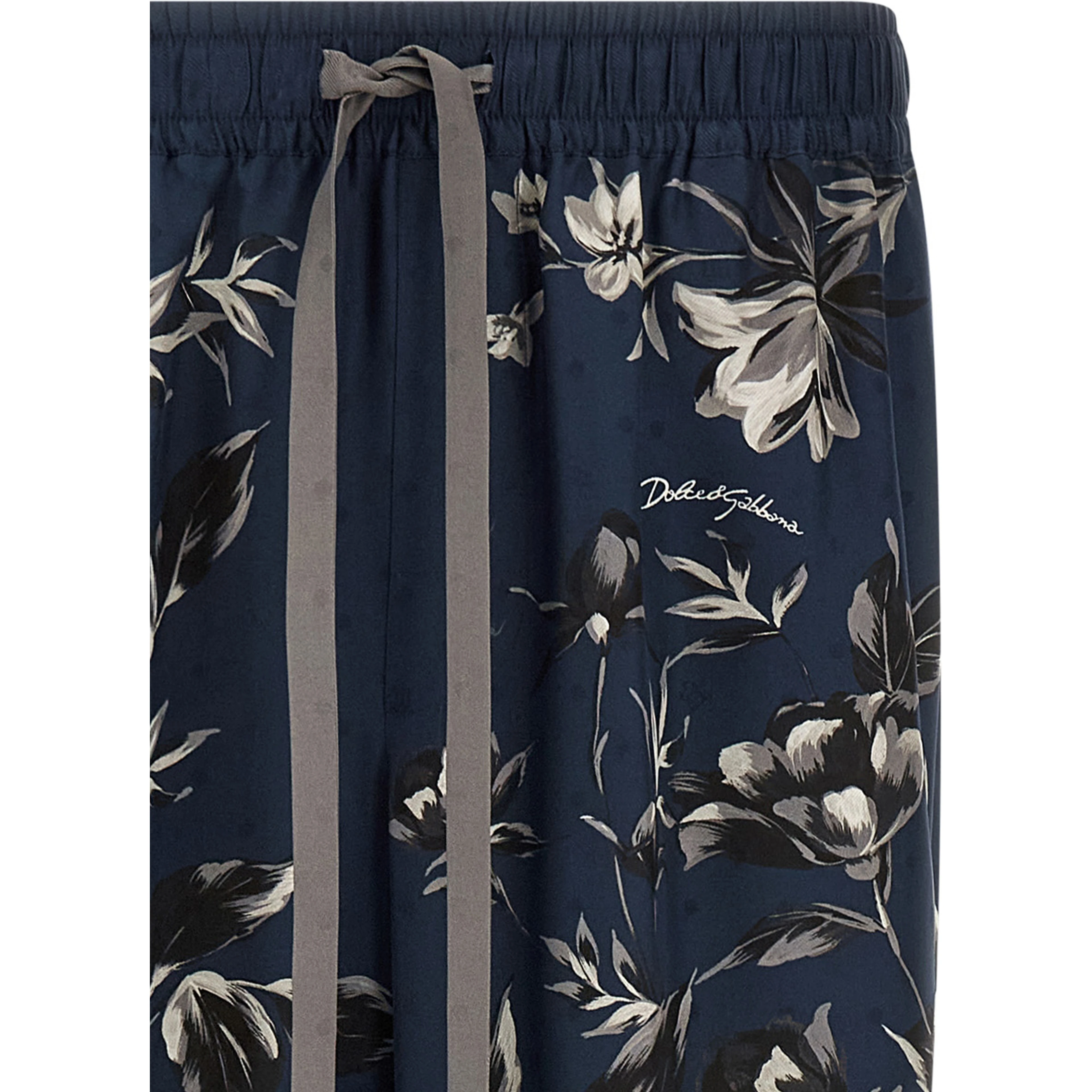 Blue Silk Casual Pants