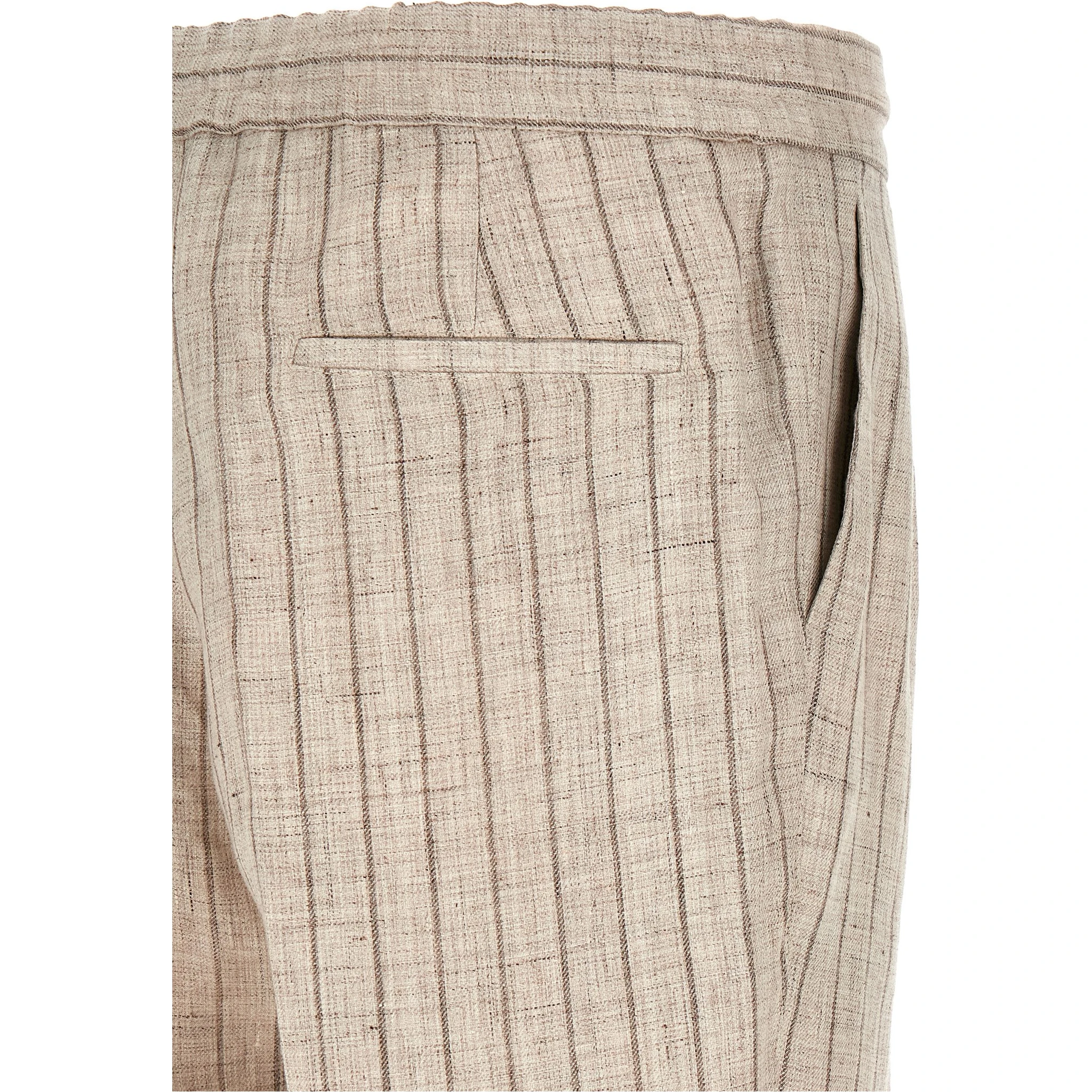 Beige Linen Casual Pants