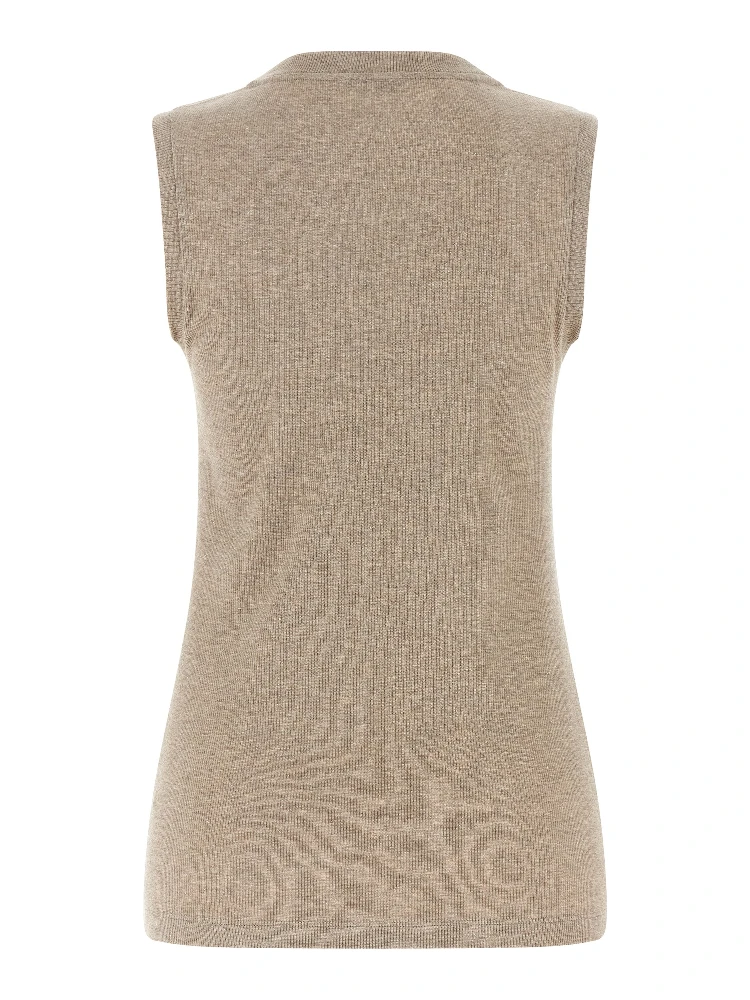 Beige Viscose Sleeveles T-Shirt alternative