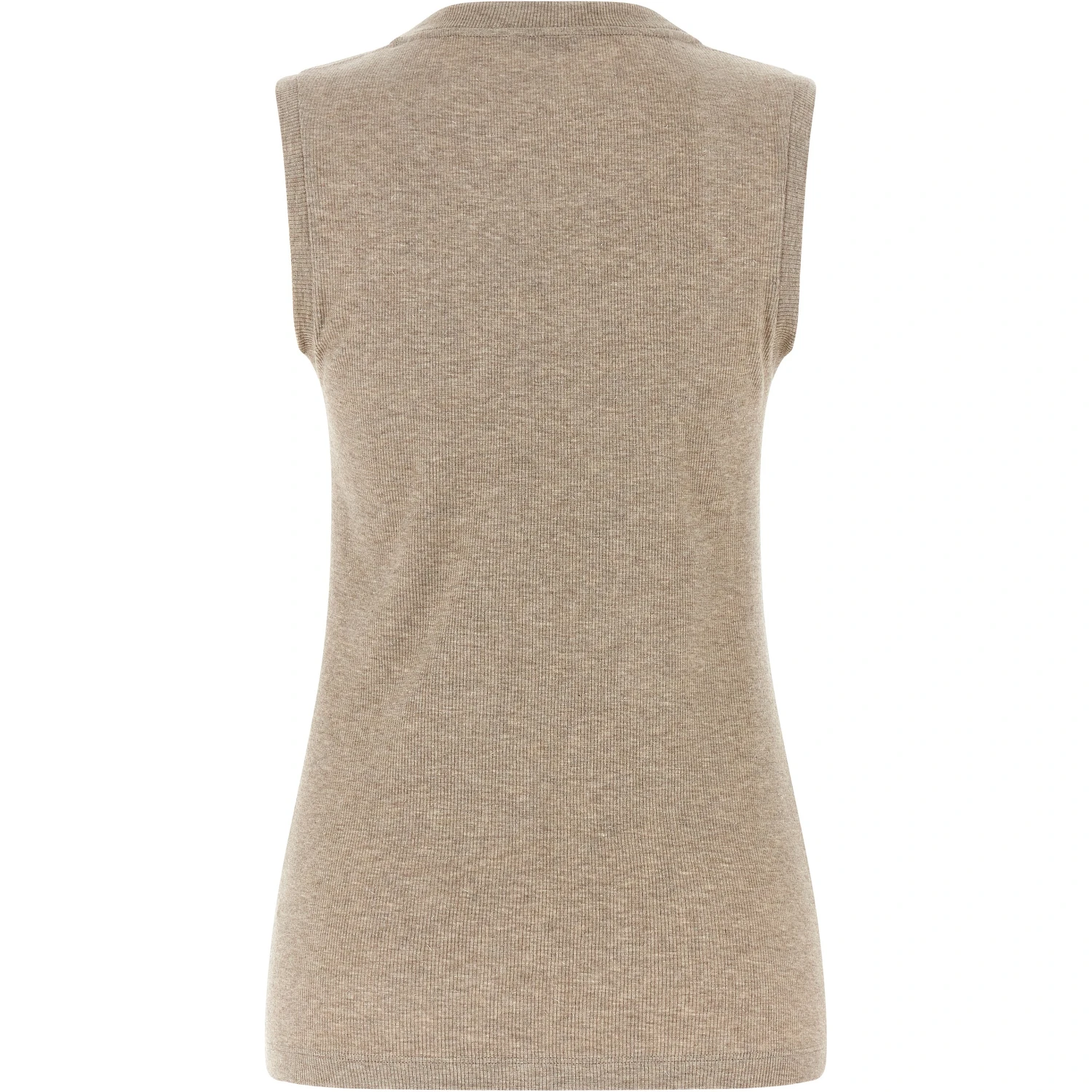Beige Viscose Sleeveles T-Shirt