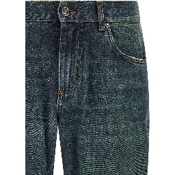 Blue Cotton Straight-Leg Jeans
