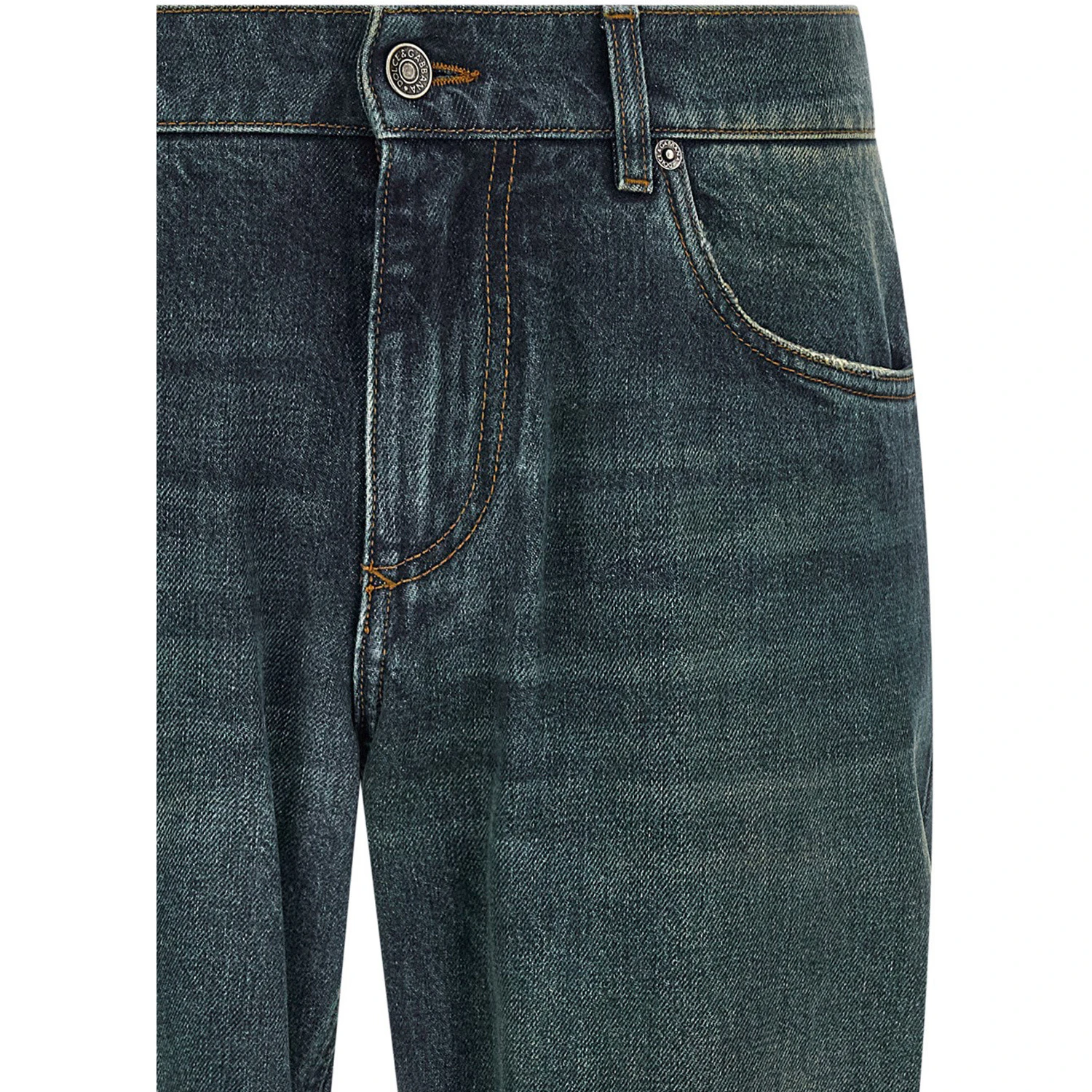 Blue Cotton Straight-Leg Jeans