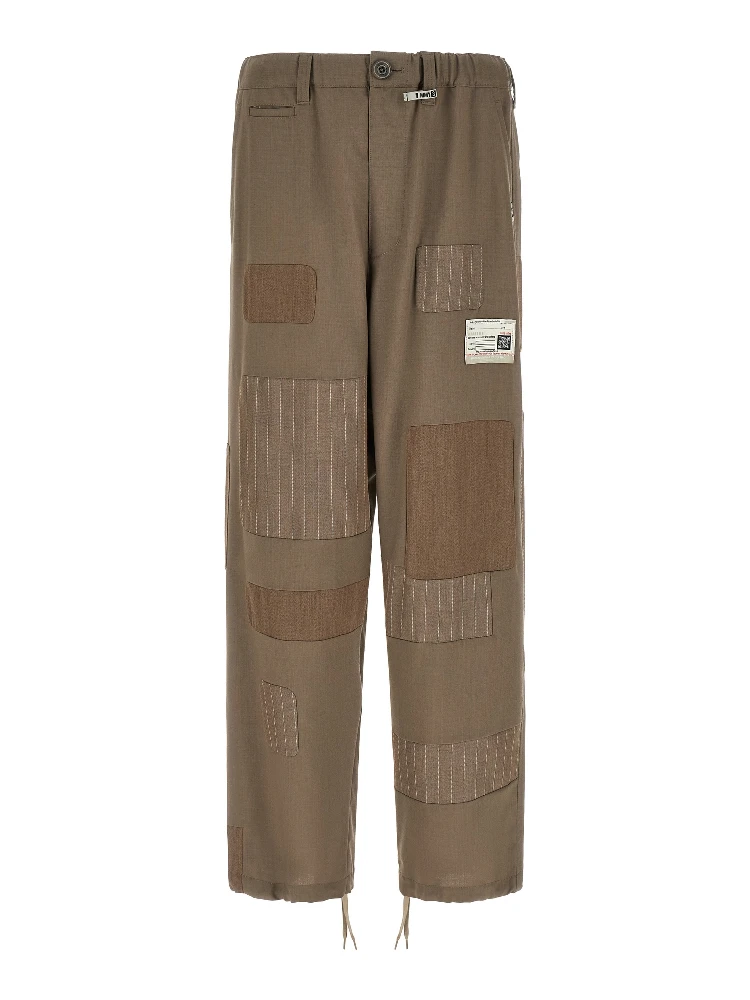 Beige Wool Casual Pants