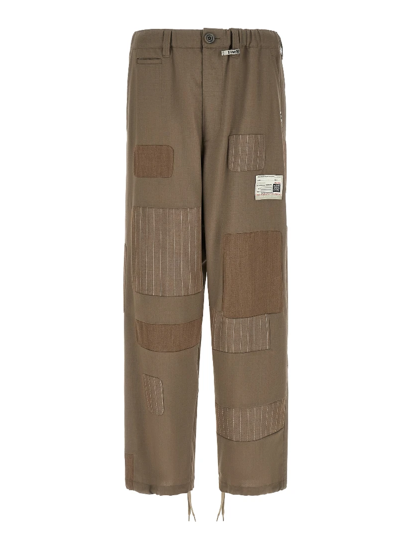 Beige Wool Casual Pants
