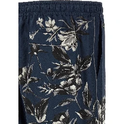 Blue Silk Casual Pants