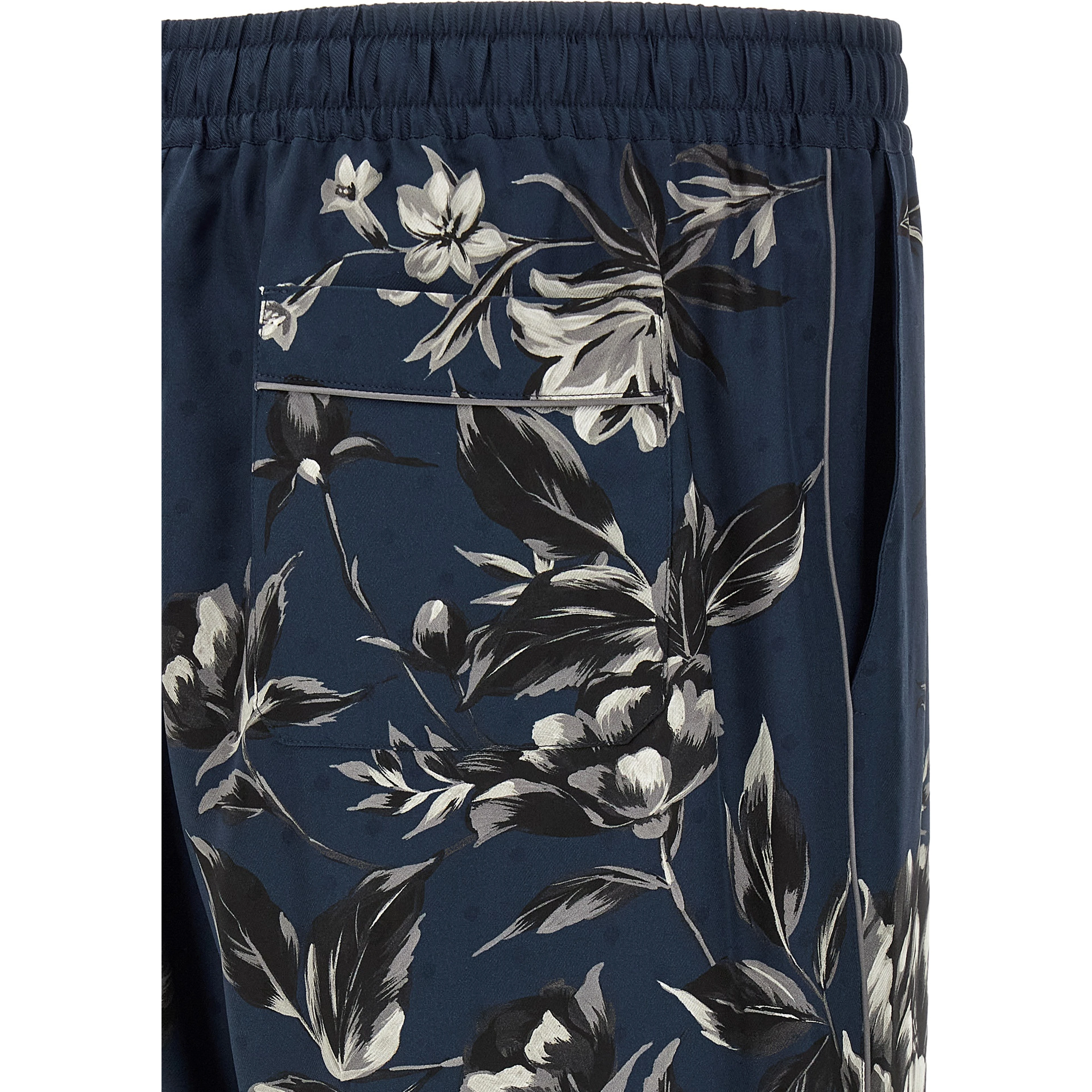 Blue Silk Casual Pants