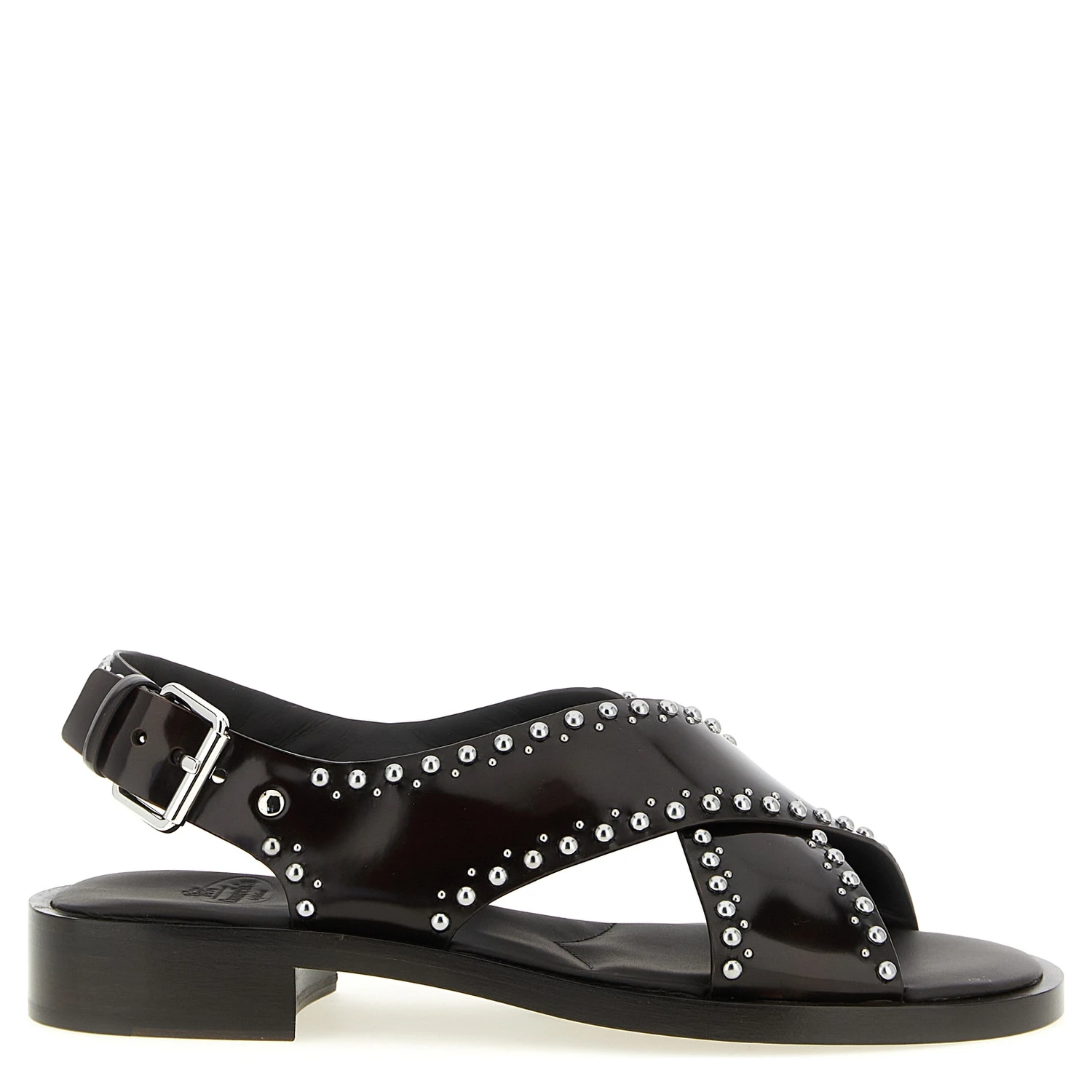 Brown Calfskin Flat Sandals