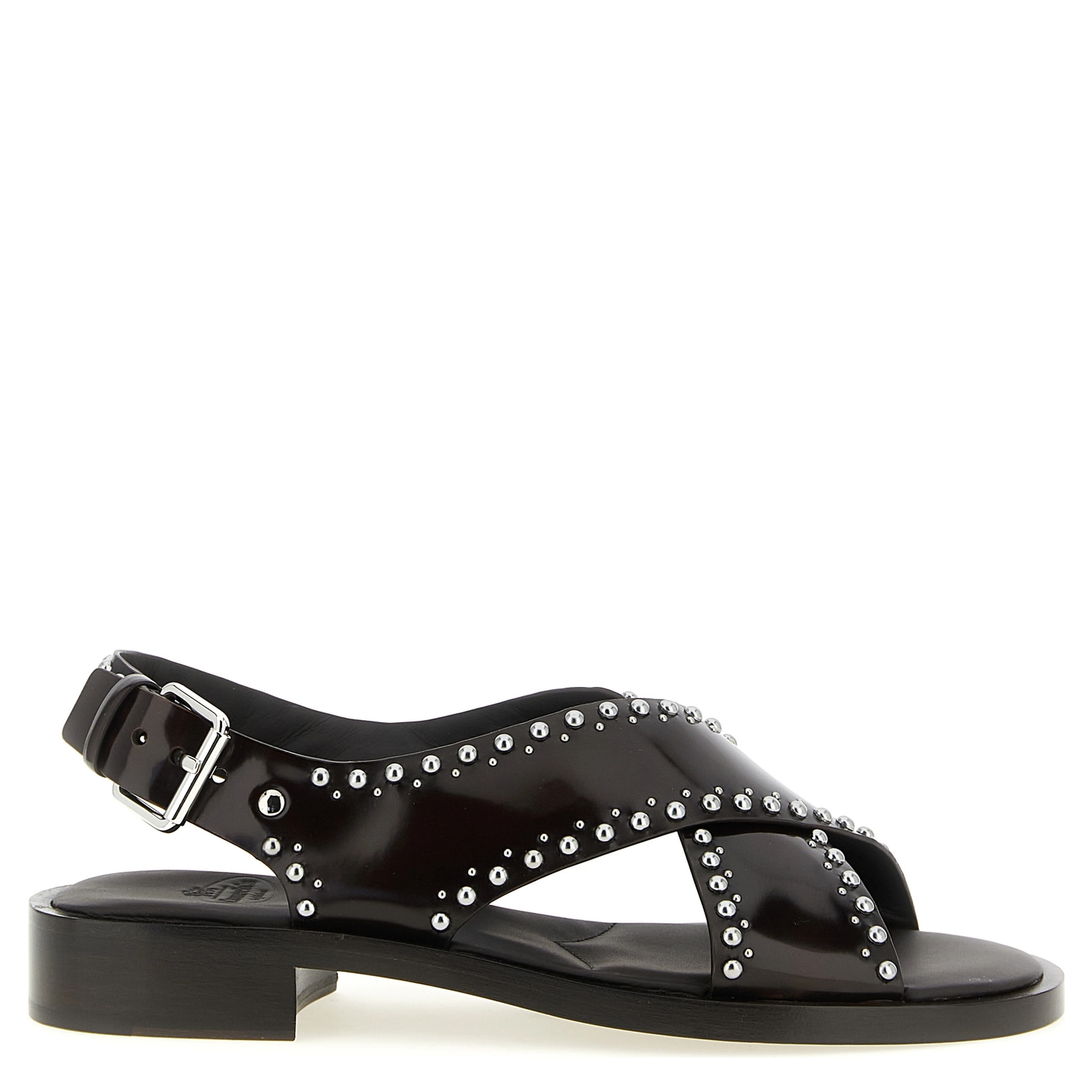 Brown Calfskin Flat Sandals