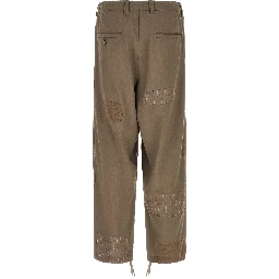 Beige Wool Casual Pants