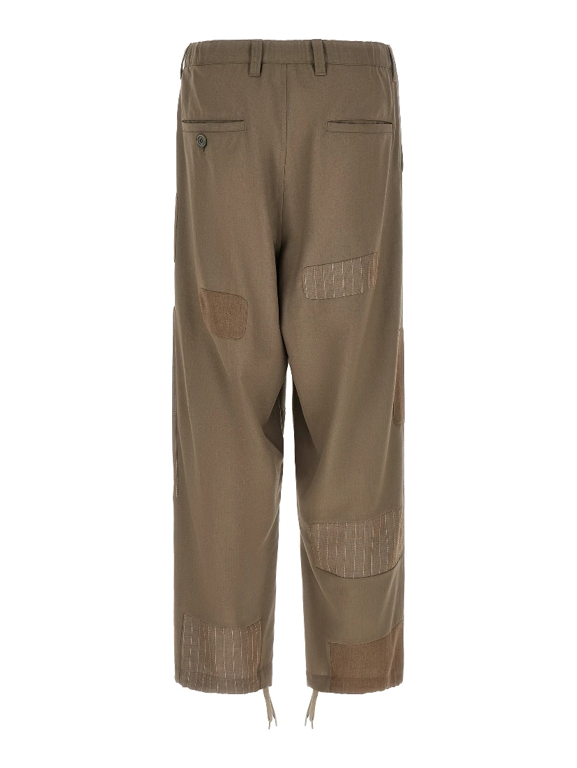 Beige Wool Casual Pants