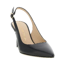 Black Calfskin Mid Heel Pumps