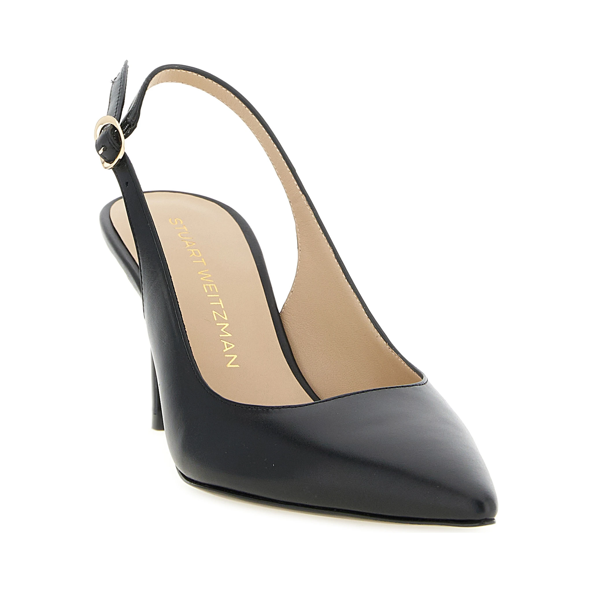 Black Calfskin Mid Heel Pumps
