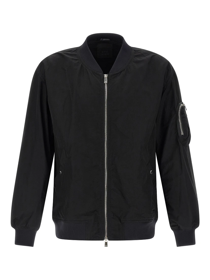 Black Nylon Bomber