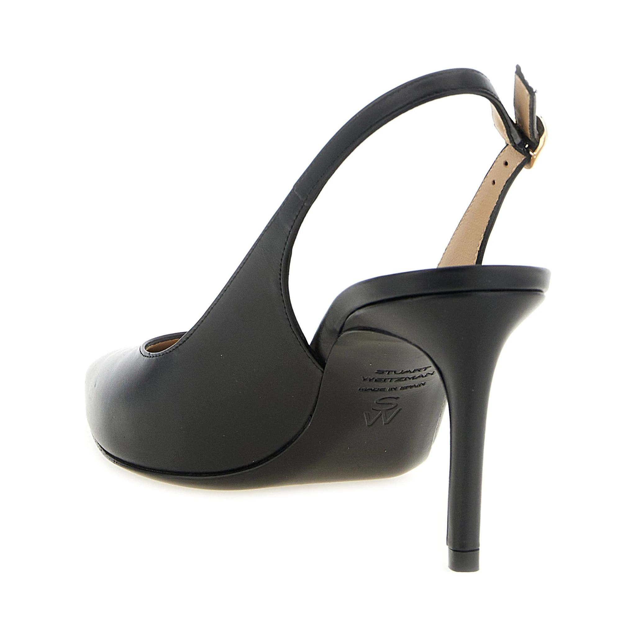 Black Calfskin Mid Heel Pumps