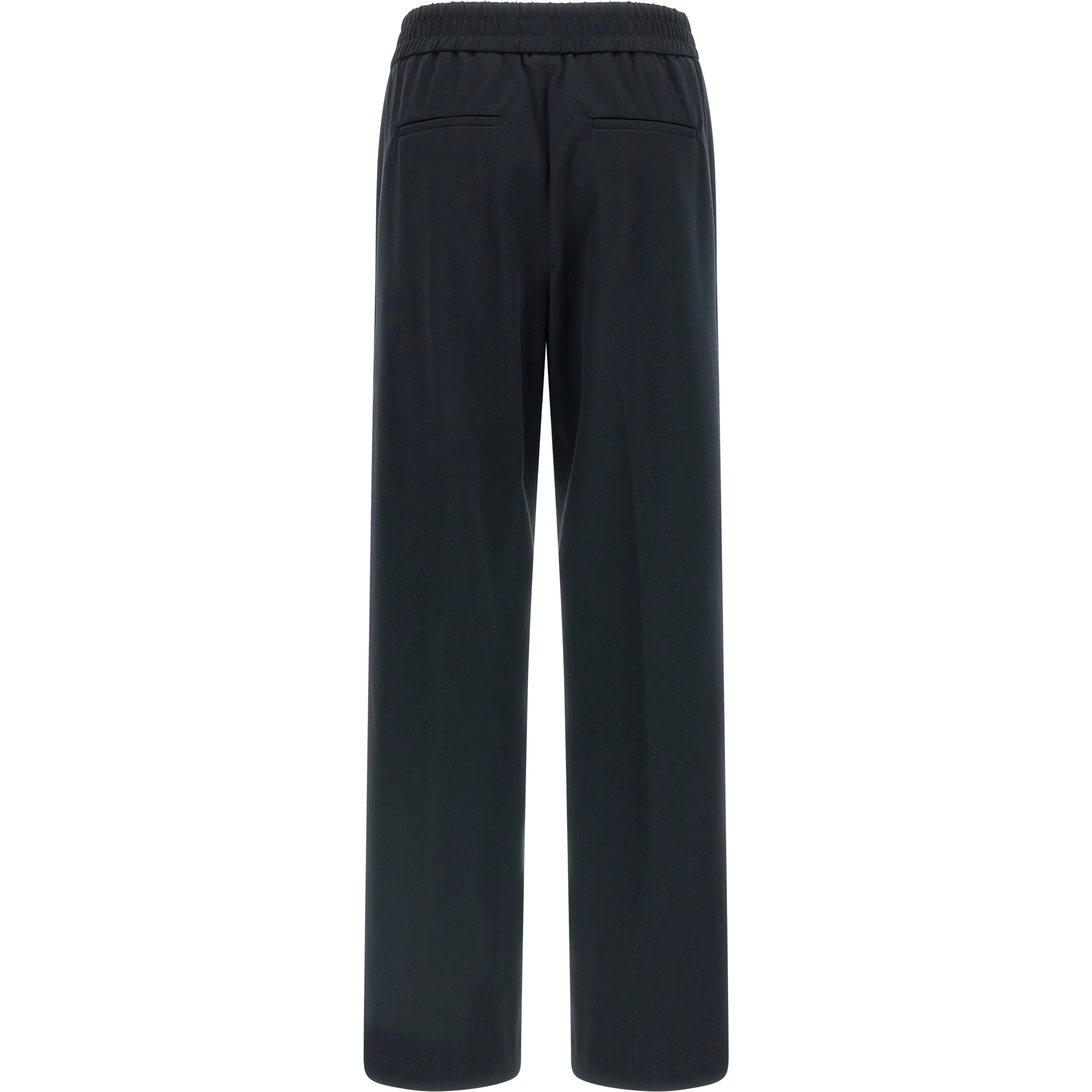 Blue Cotton Casual Pants