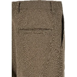Beige Wool Casual Pants