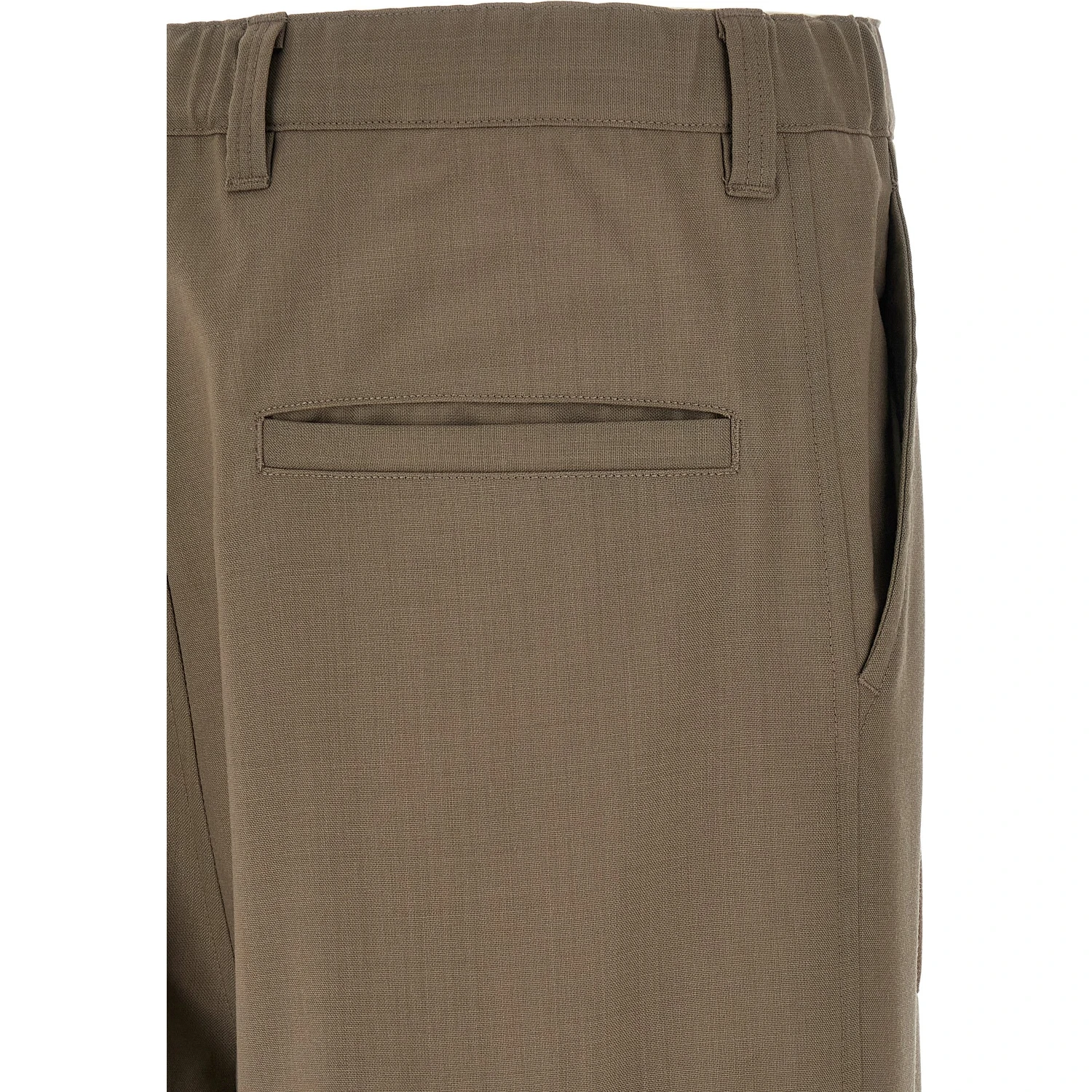 Beige Wool Casual Pants