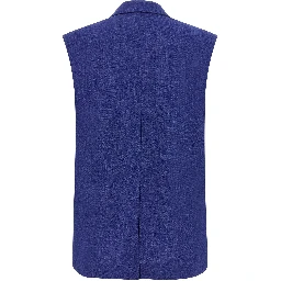 Blue Linen Sleeveless Jacket