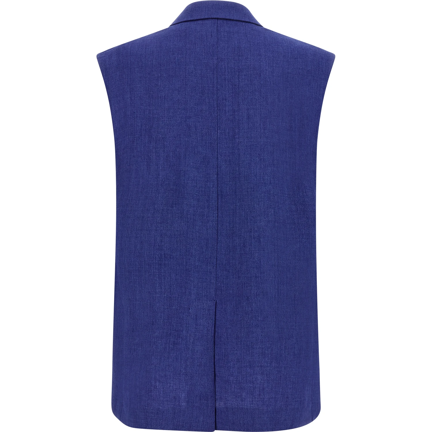 Blue Linen Sleeveless Jacket