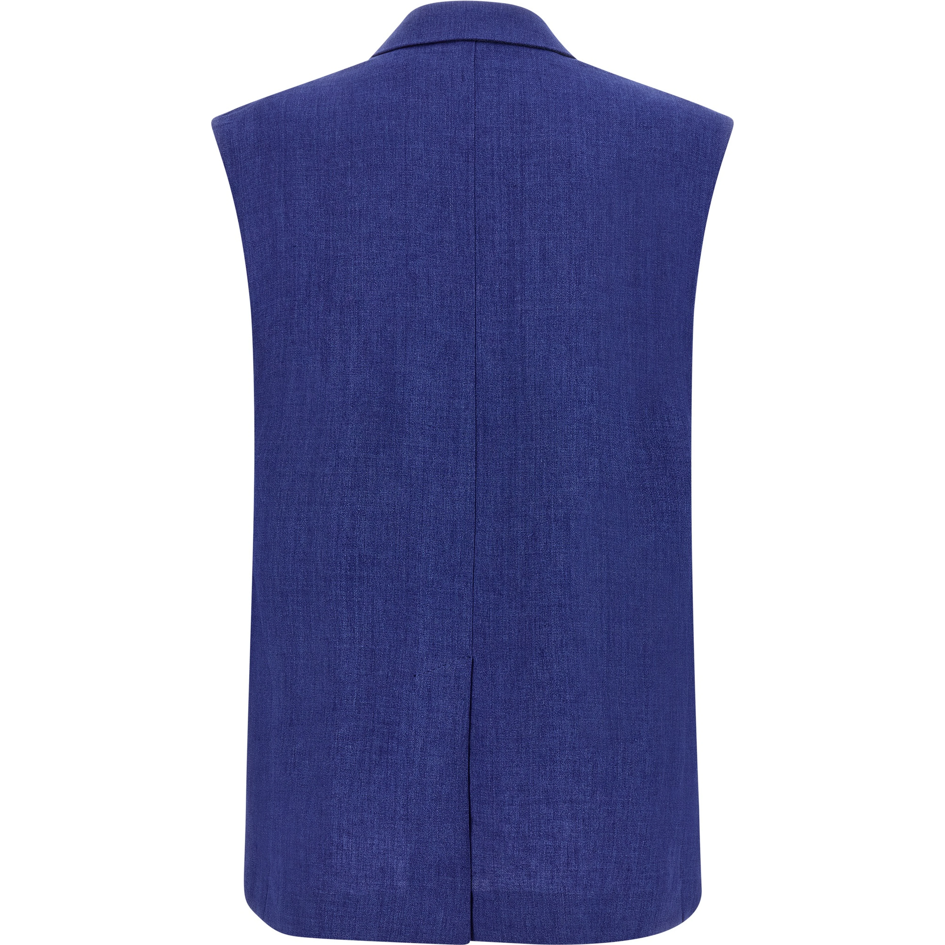 Blue Linen Sleeveless Jacket