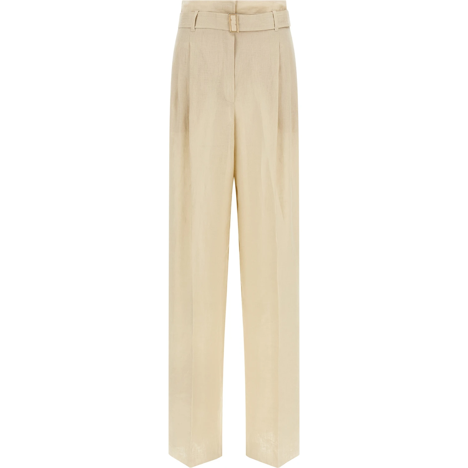 Beige Linen Casual Pants