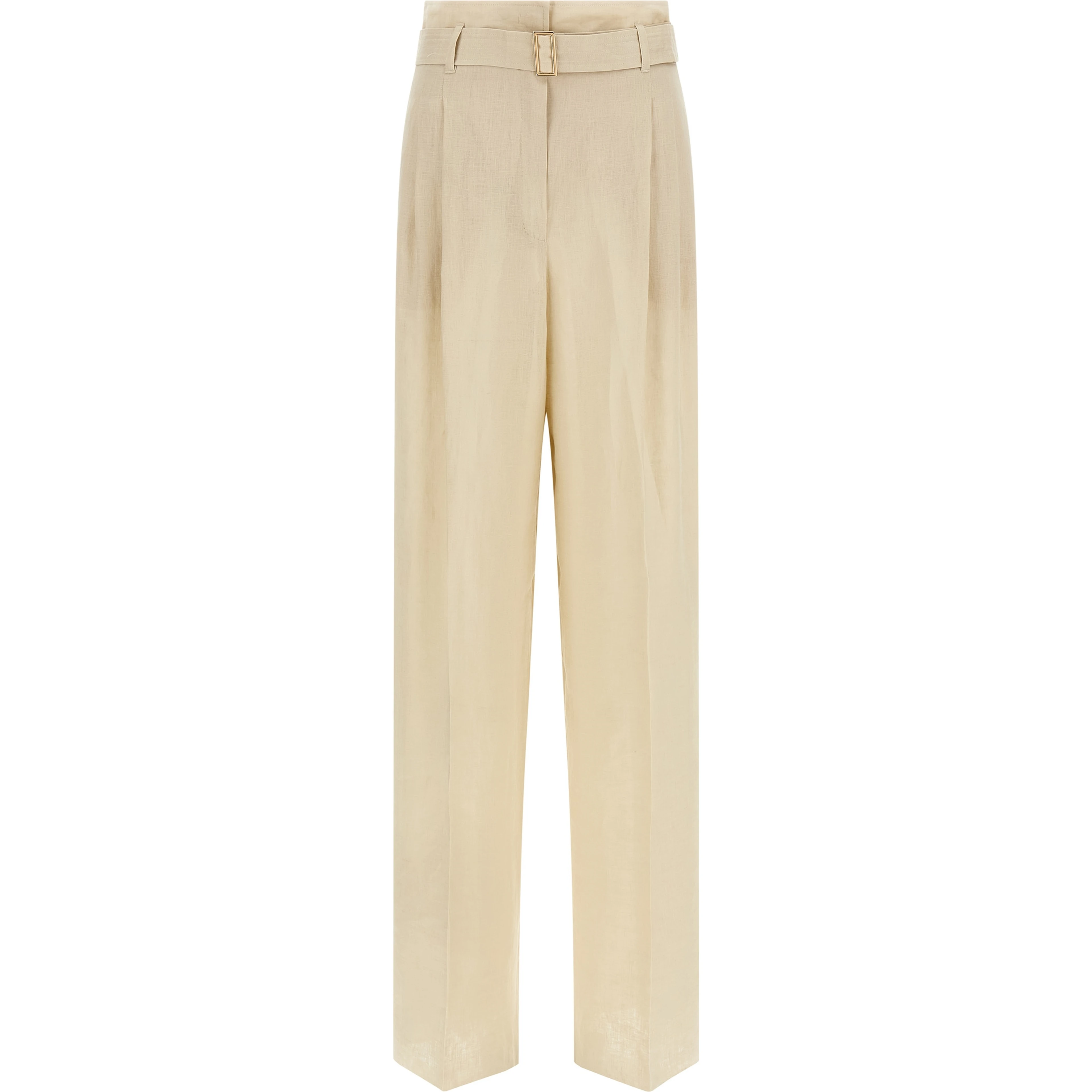 Beige Linen Casual Pants