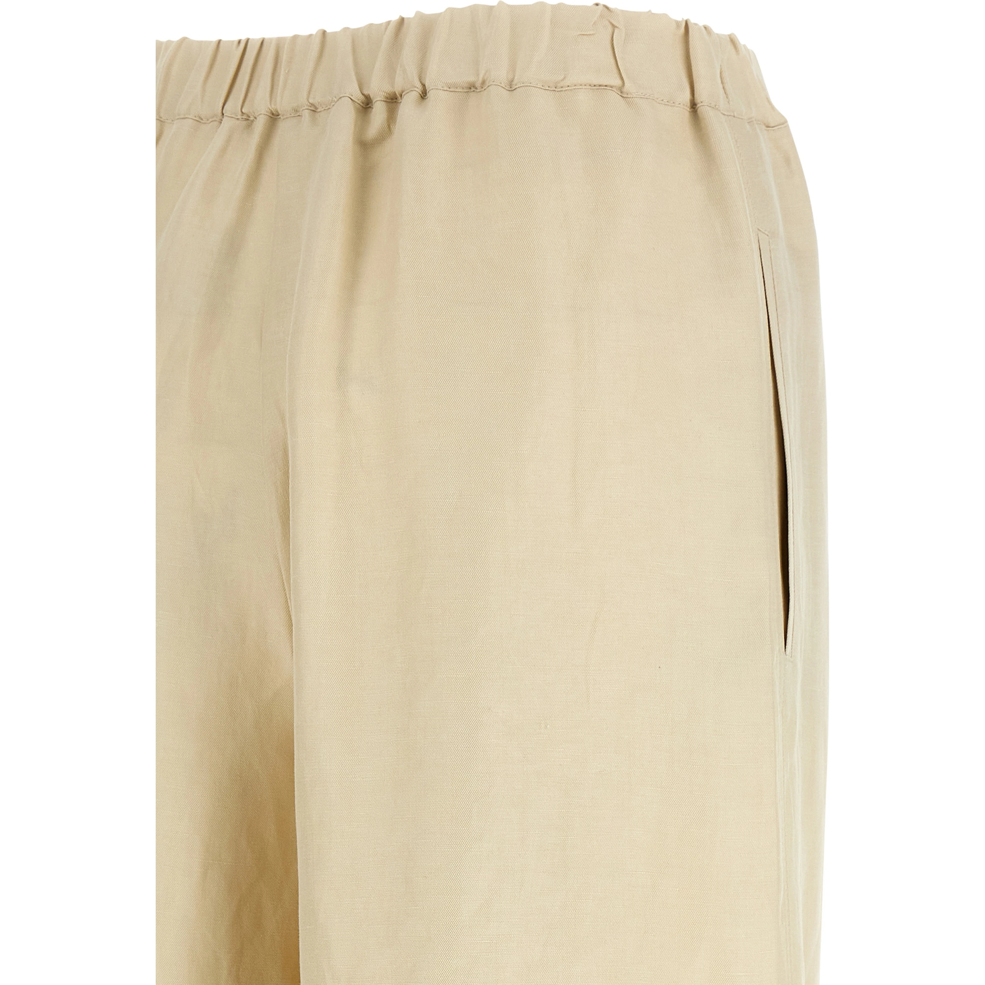Beige Linen Casual Pants