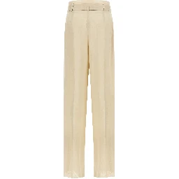 Beige Linen Casual Pants