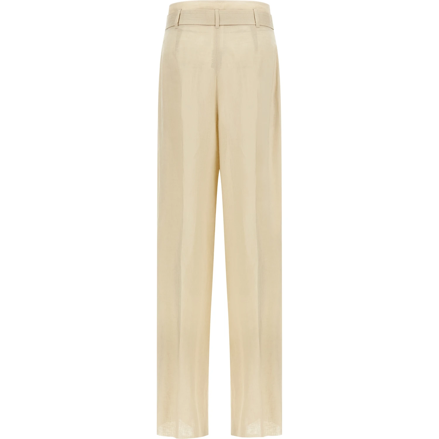 Beige Linen Casual Pants