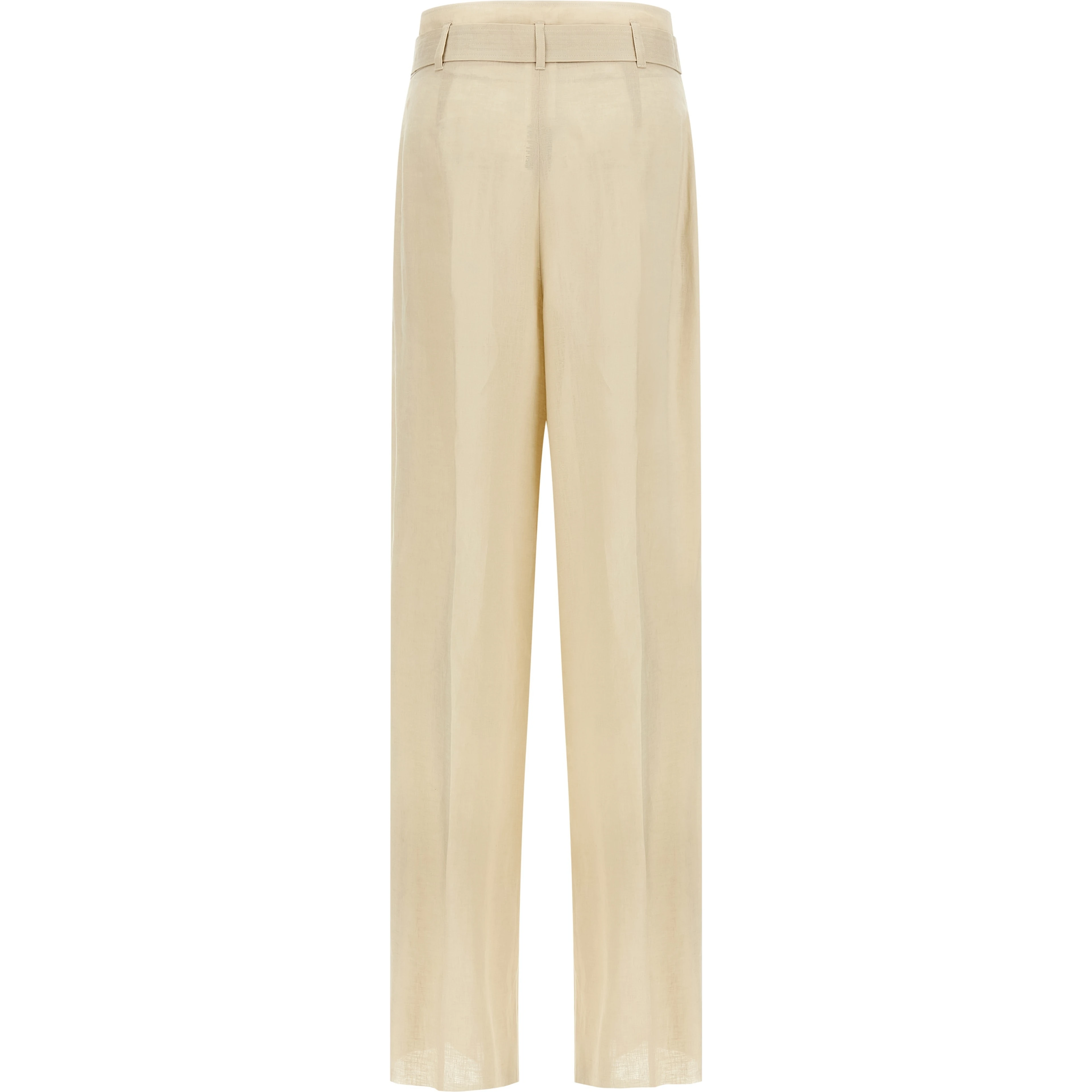 Beige Linen Casual Pants