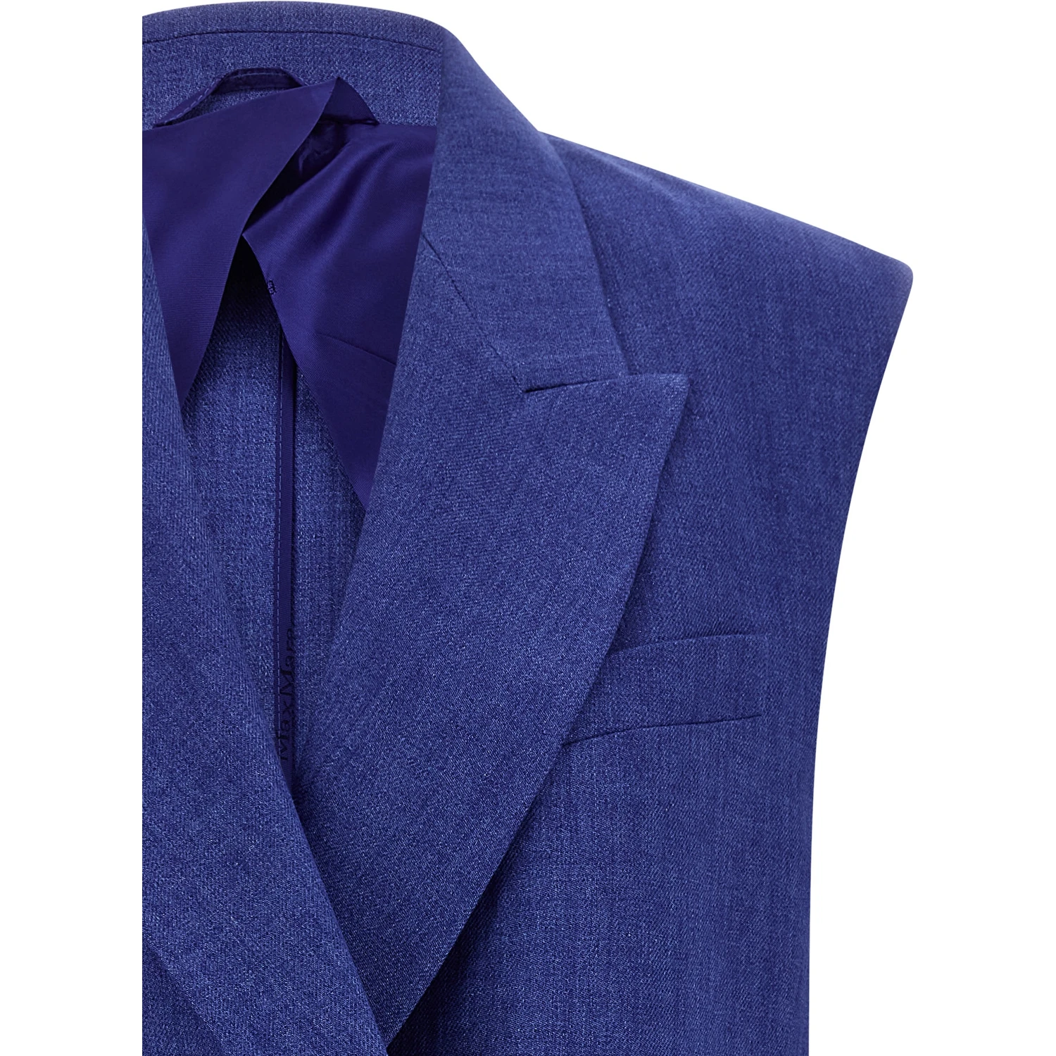 Blue Linen Sleeveless Jacket
