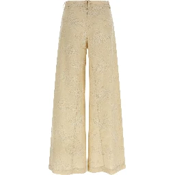 Beige Linen Flared Pants