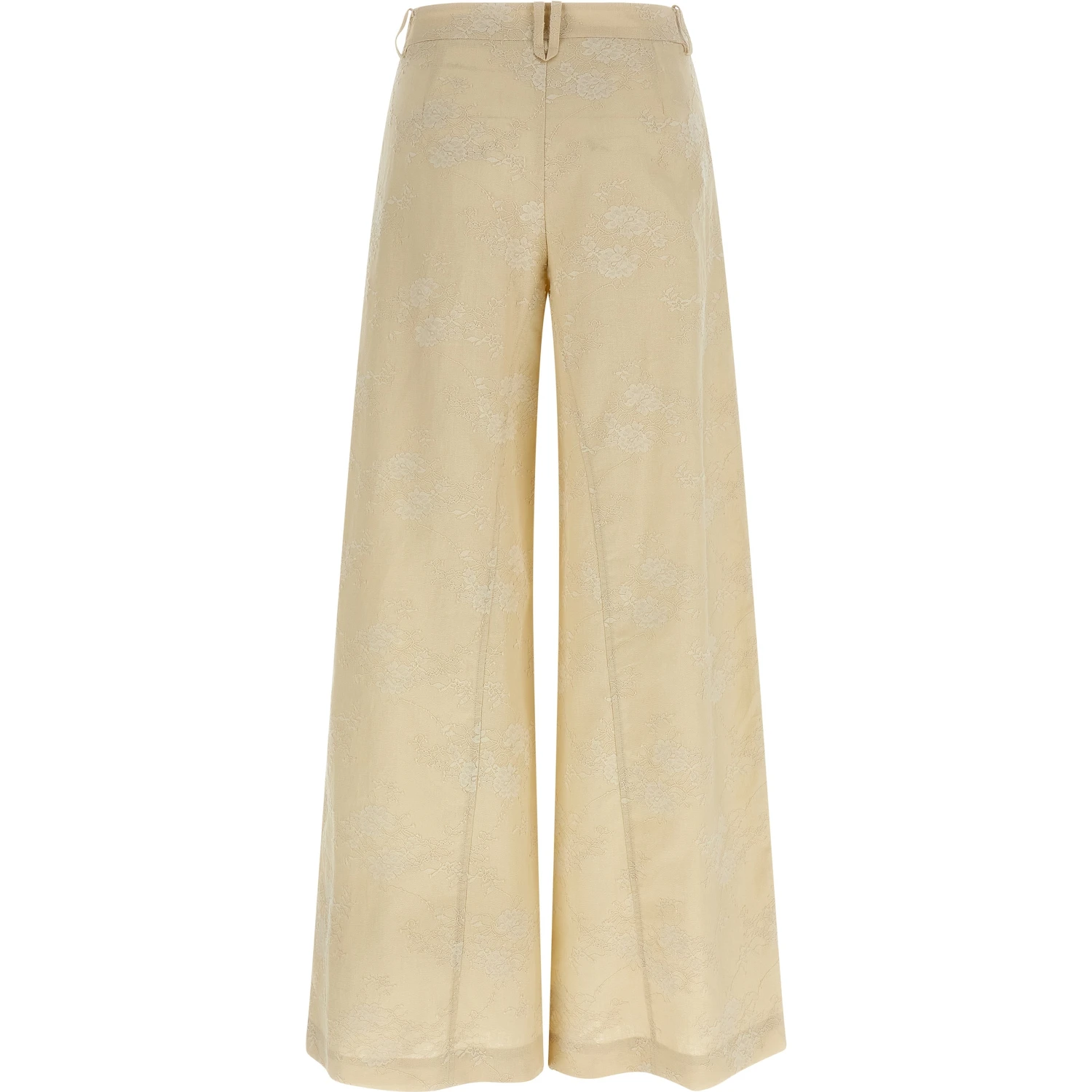 Beige Linen Flared Pants