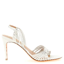 White Lamb Leather Stiletto Heel Sandals