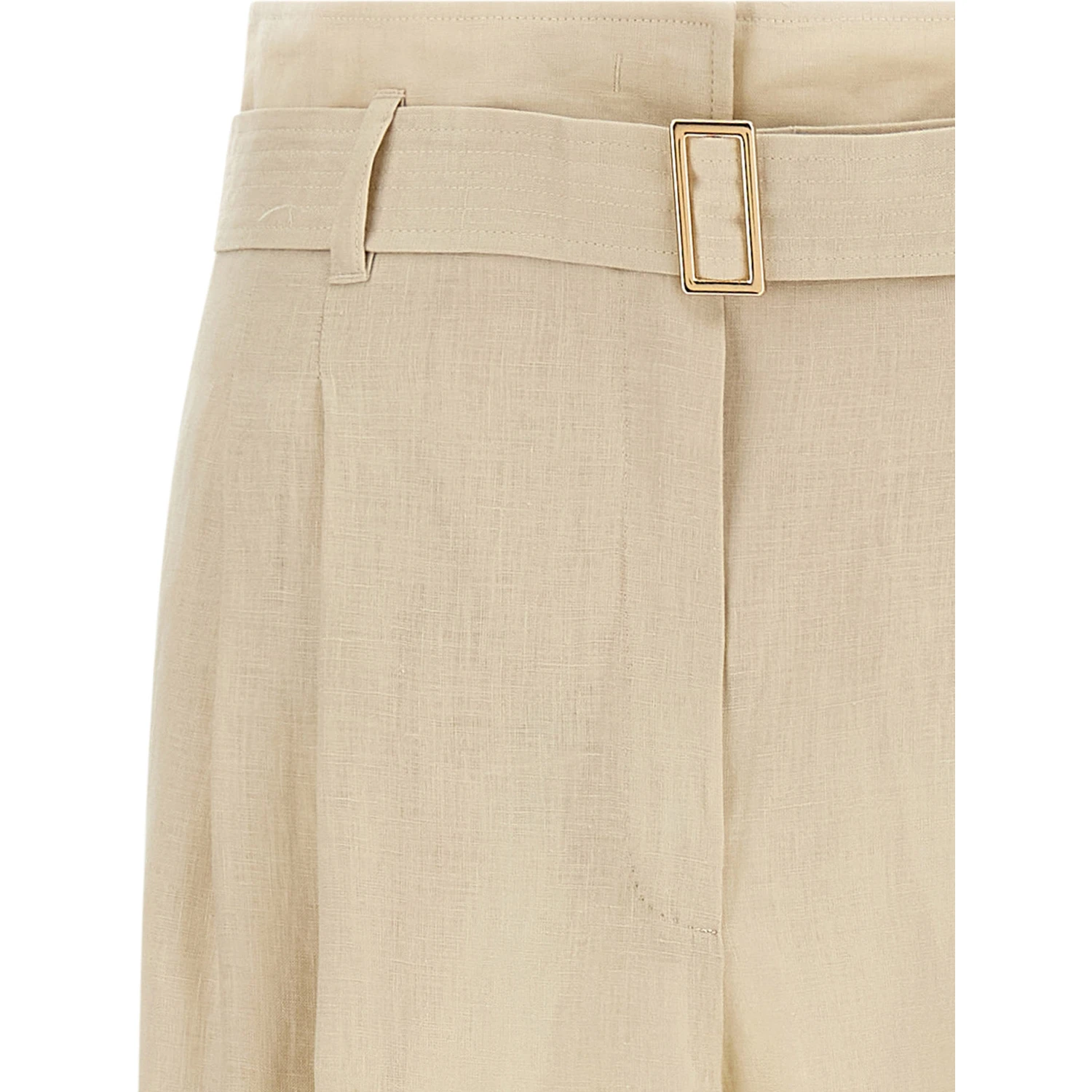 Beige Linen Casual Pants