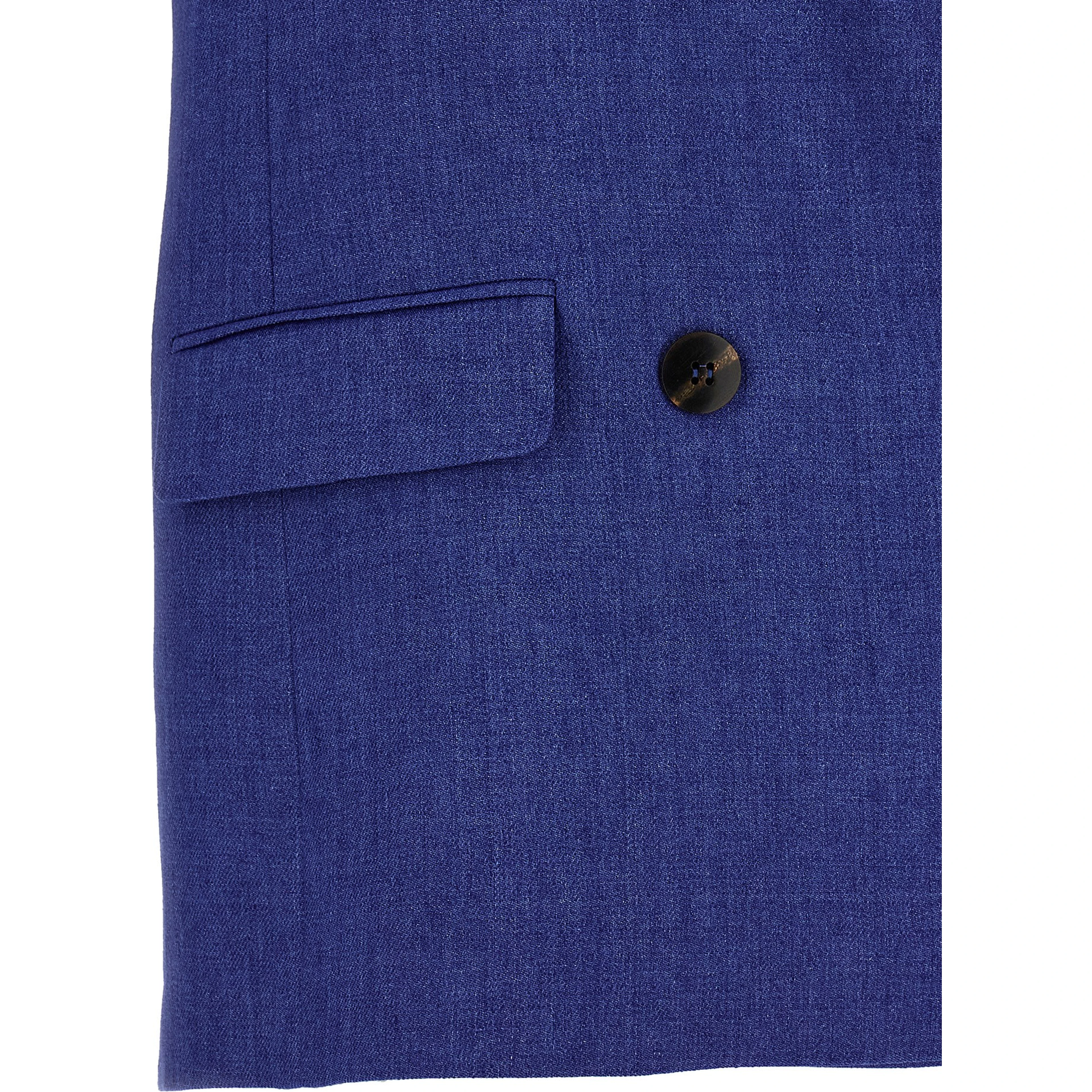 Blue Linen Sleeveless Jacket