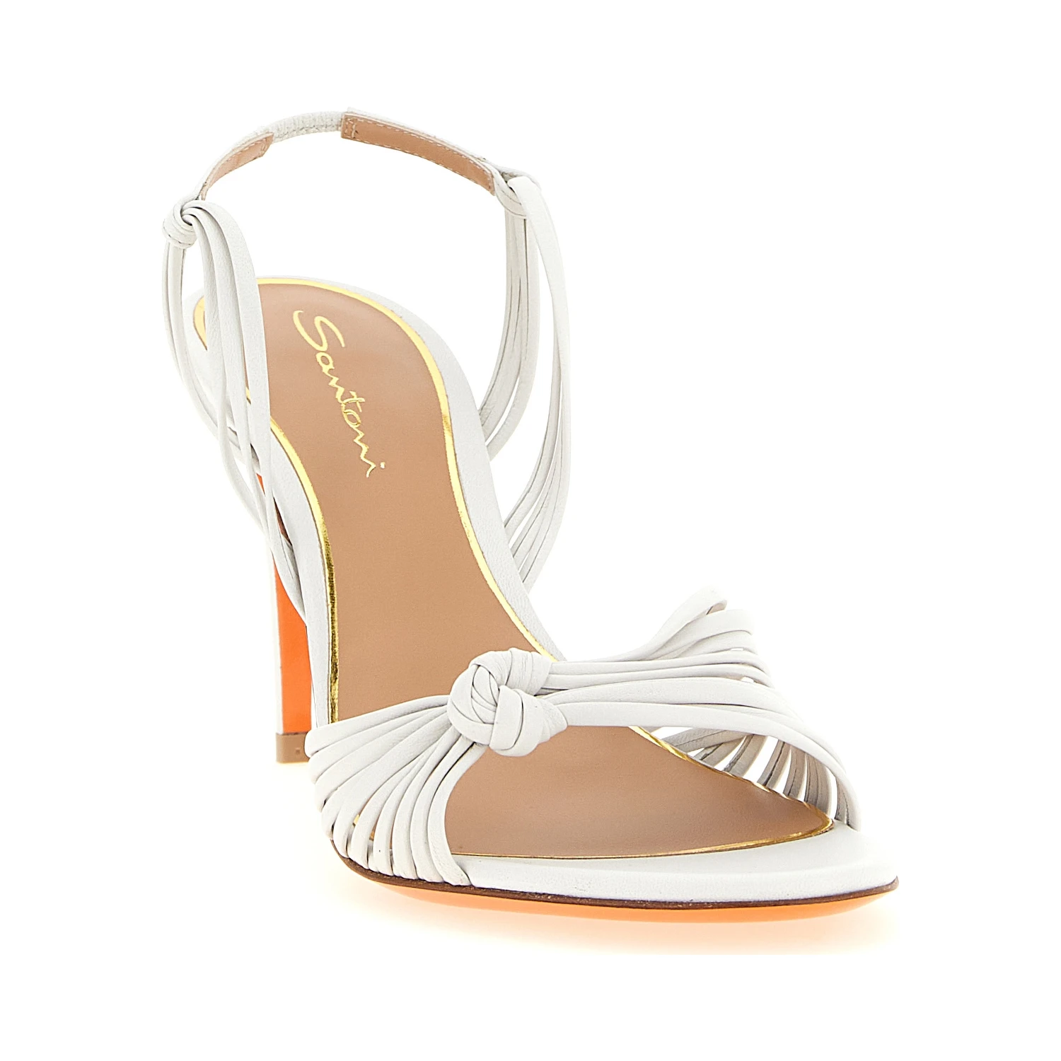 White Lamb Leather Stiletto Heel Sandals
