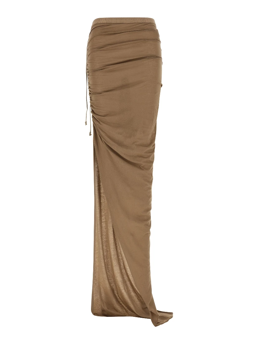 Beige Cotton Mini Skirt