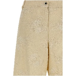 Beige Linen Flared Pants