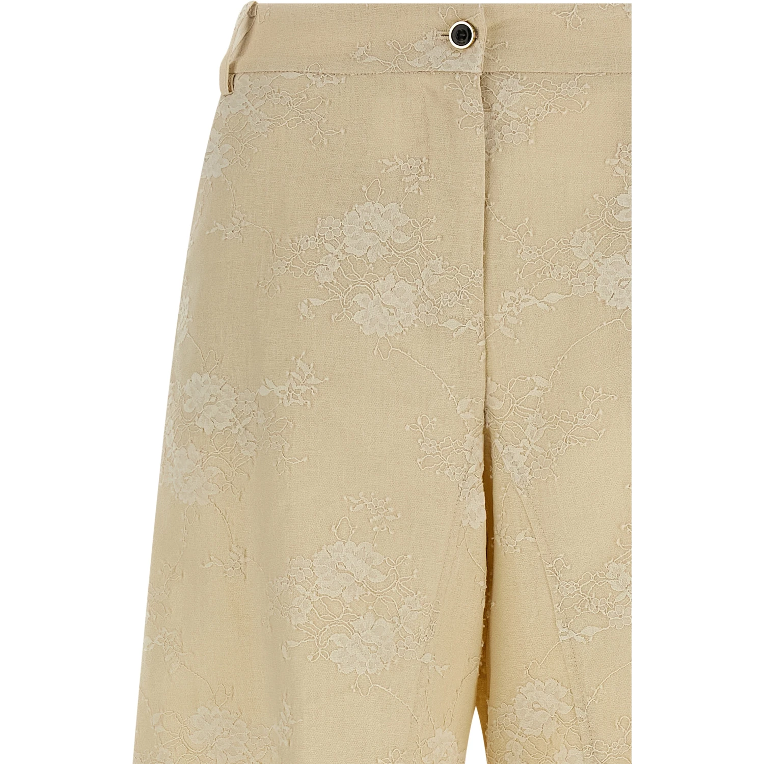 Beige Linen Flared Pants