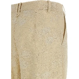 Beige Linen Flared Pants