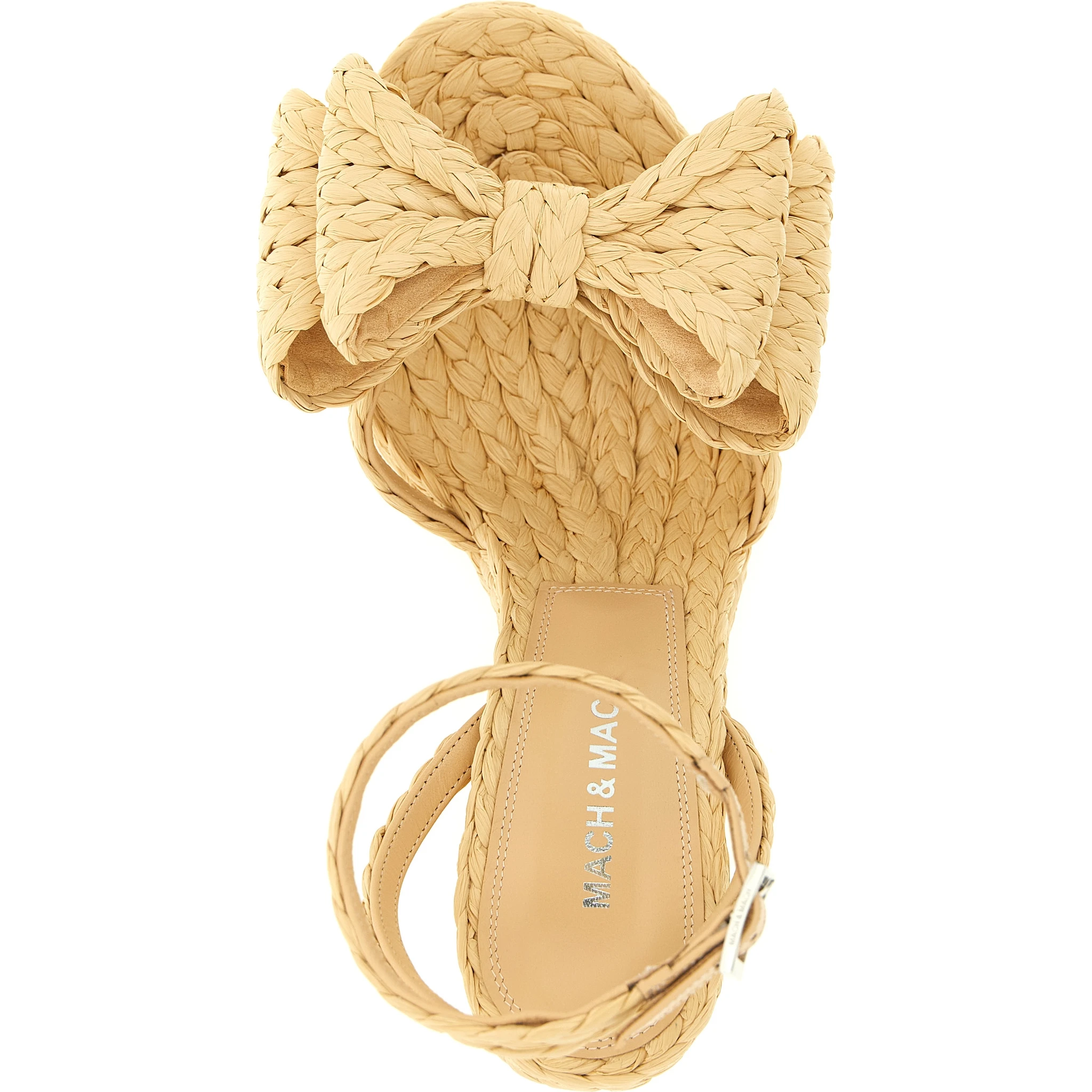 Beige Raffia Wedge Sandals