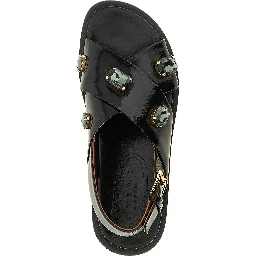 Black Lamb Leather Flat Sandals