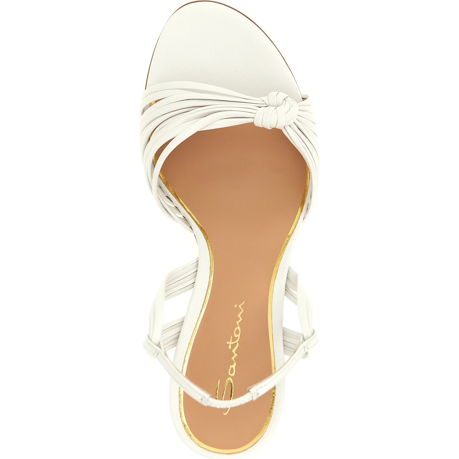 White Lamb Leather Stiletto Heel Sandals