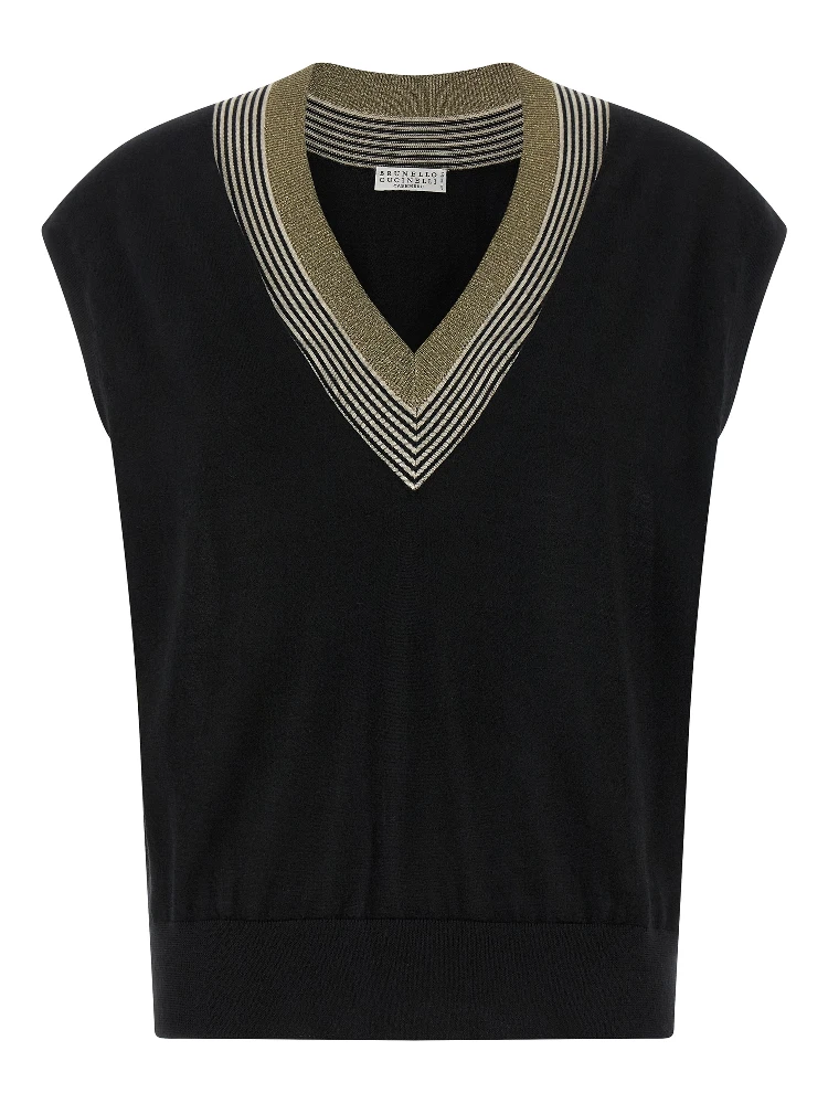Black Cashmere Sleeveless Jacket