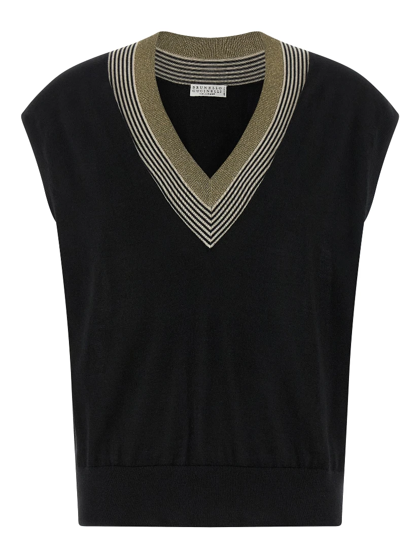 Black Cashmere Sleeveless Jacket