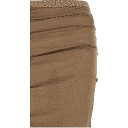 Beige Cotton Mini Skirt
