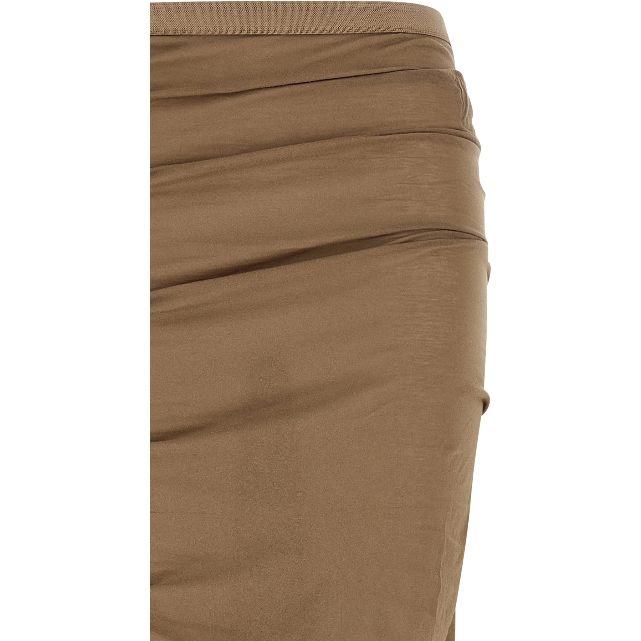 Beige Cotton Mini Skirt