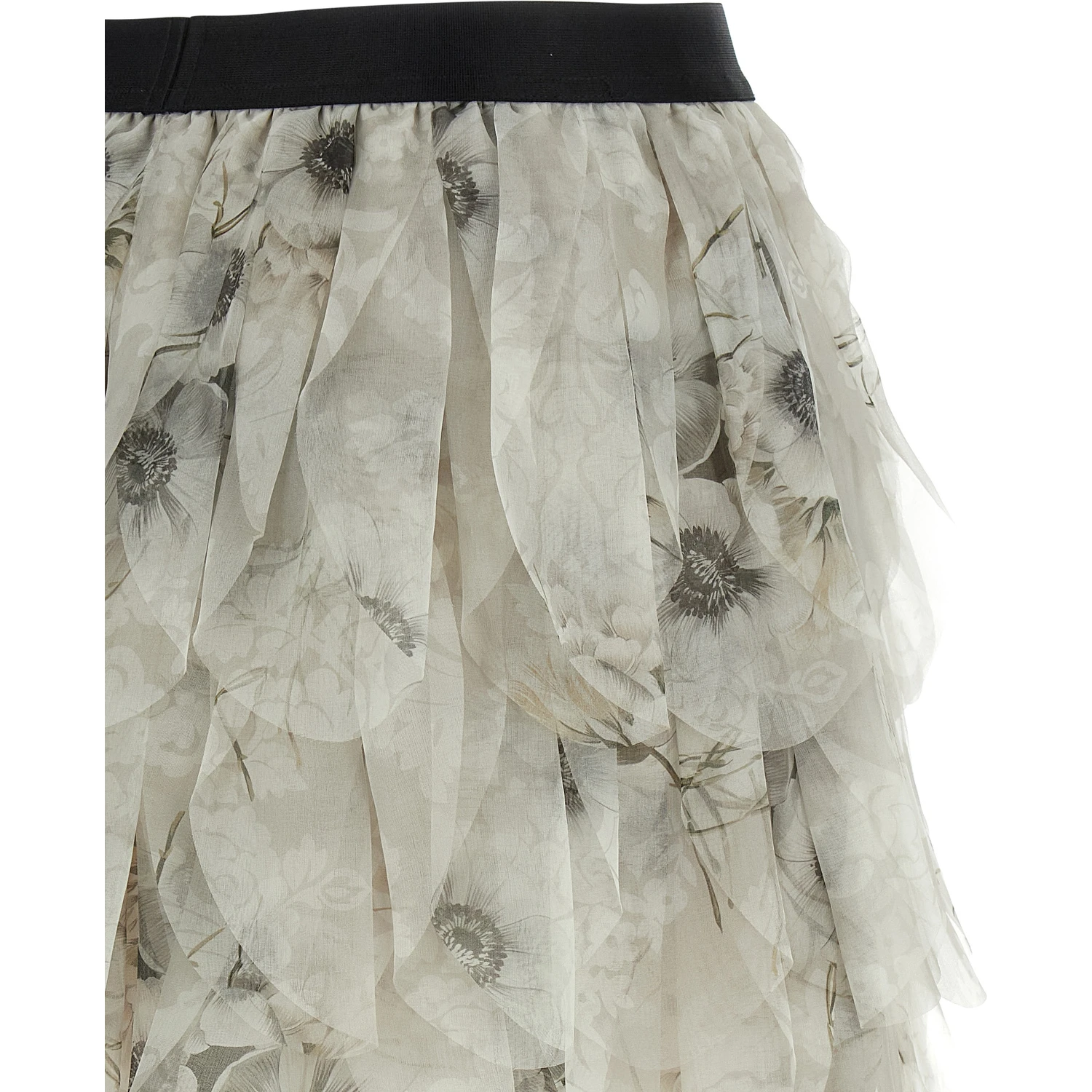 Gray Silk Long Skirt